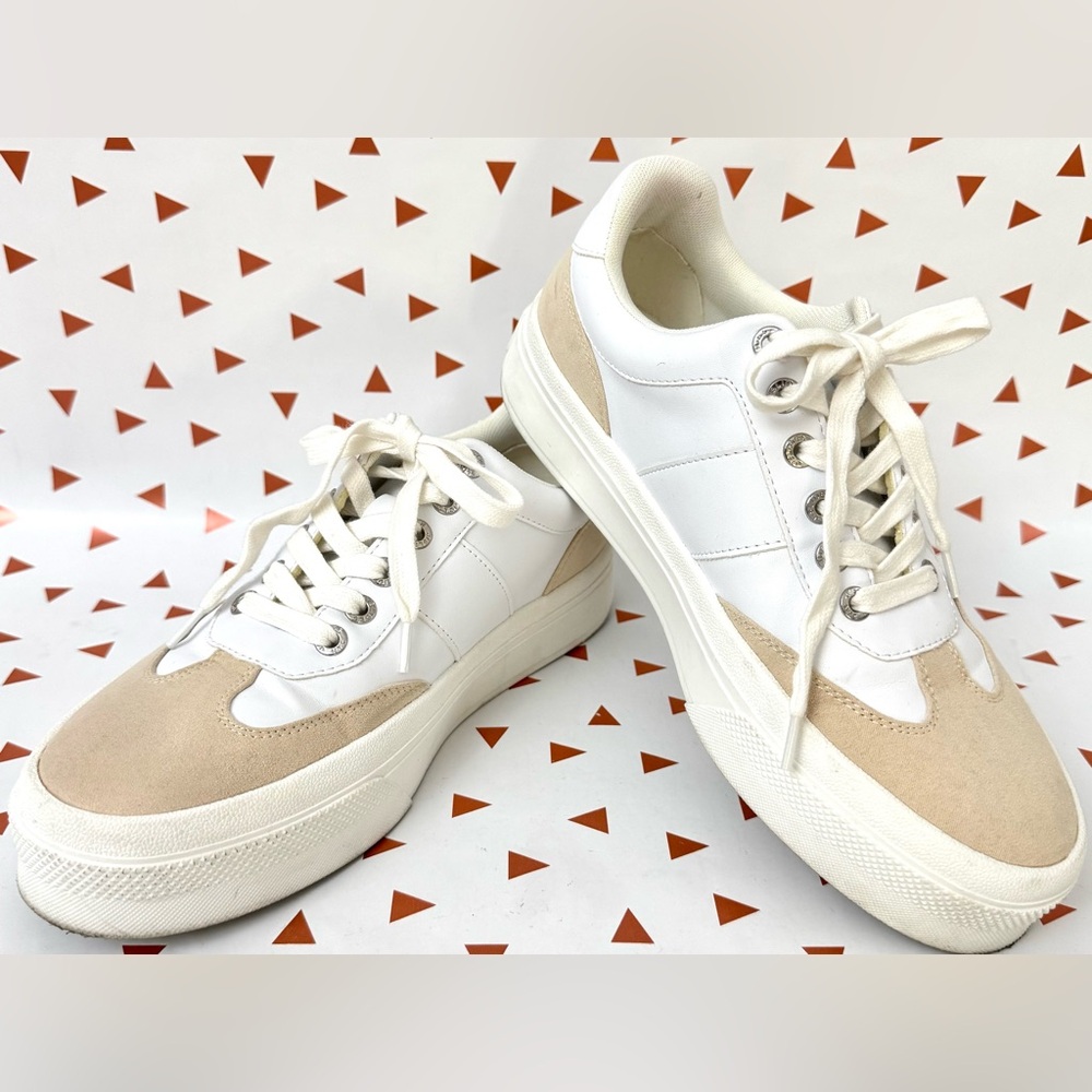 Women’s  J/Slides New York White & Tan Faux Suede Lace Up Sneakers Nordstrom 8
